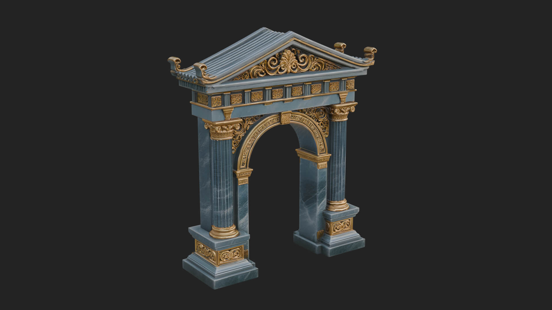 Pedimented Stone Arch Design 4 3D Print Model 3D Model