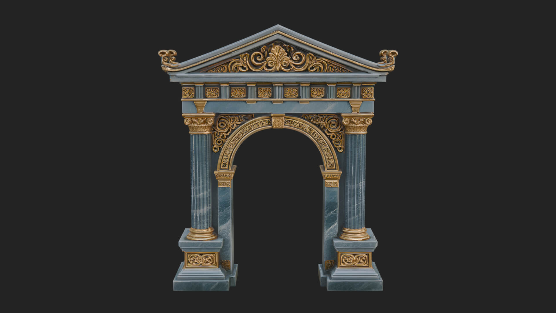 Pedimented Stone Arch Design 4 3D Print Model 3D Model