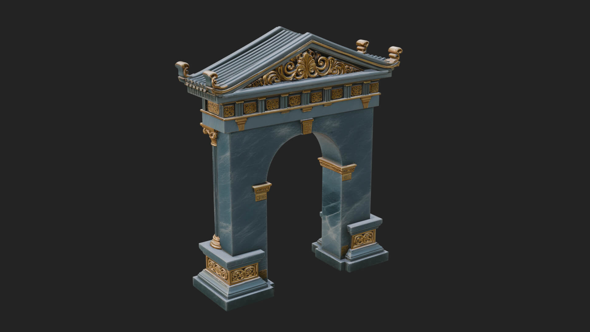 Pedimented Stone Arch Design 4 3D Print Model 3D Model