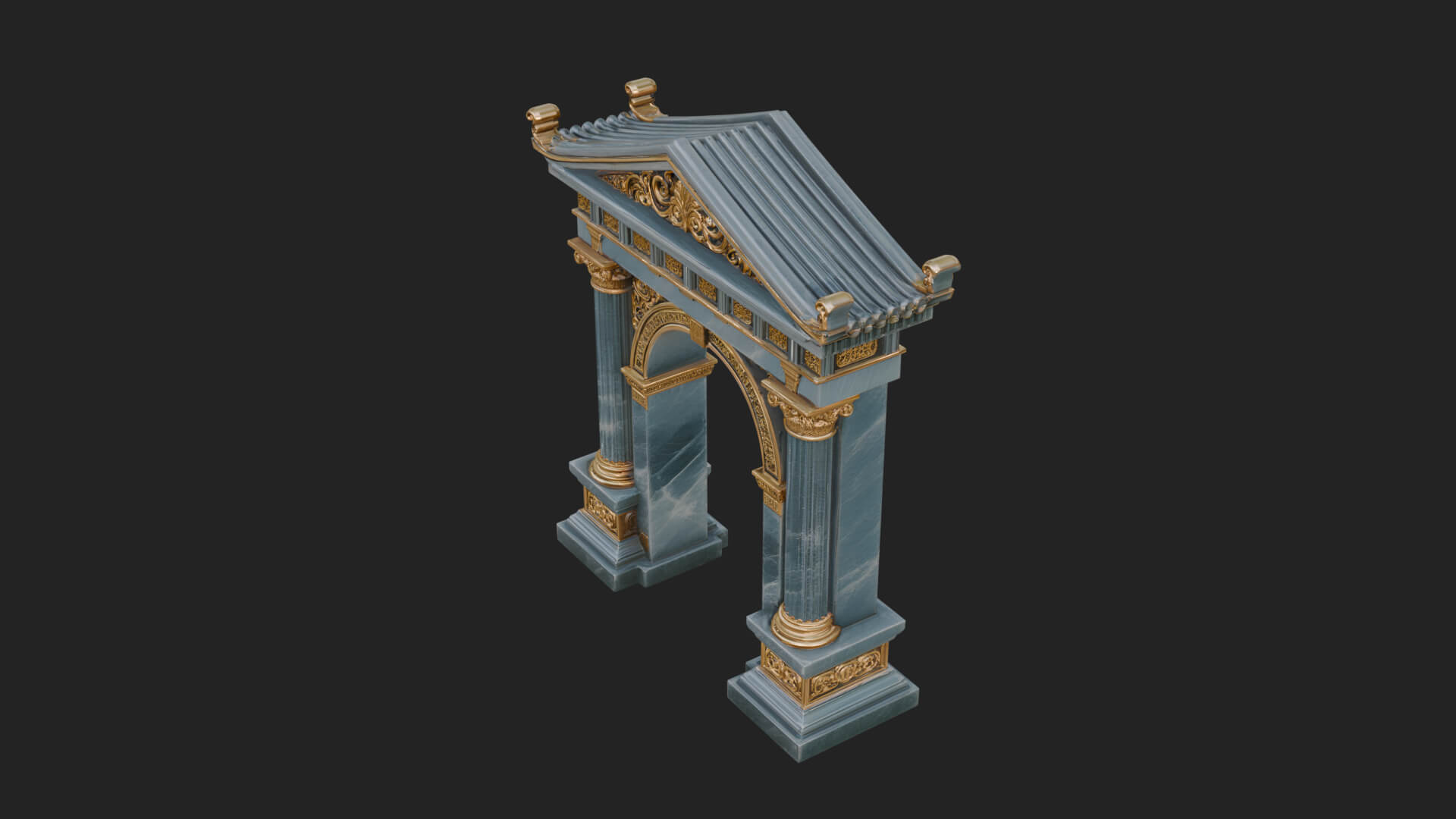 Pedimented Stone Arch Design 4 3D Print Model 3D Model