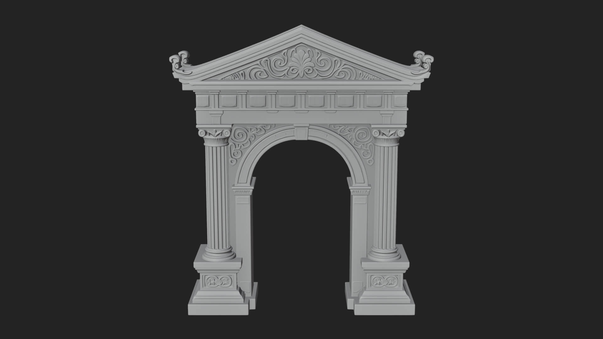 Pedimented Stone Arch Design 4 3D Print Model 3D Model