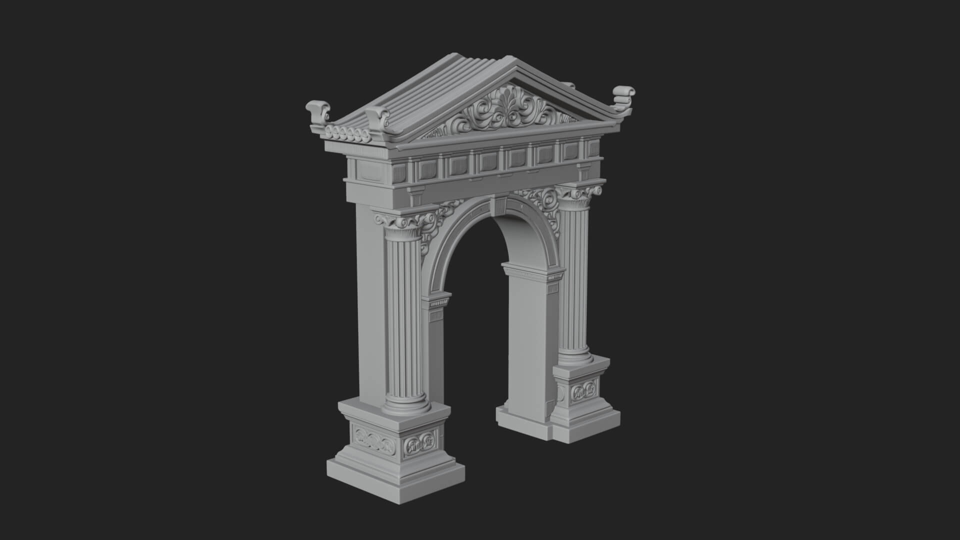 Pedimented Stone Arch Design 4 3D Print Model 3D Model