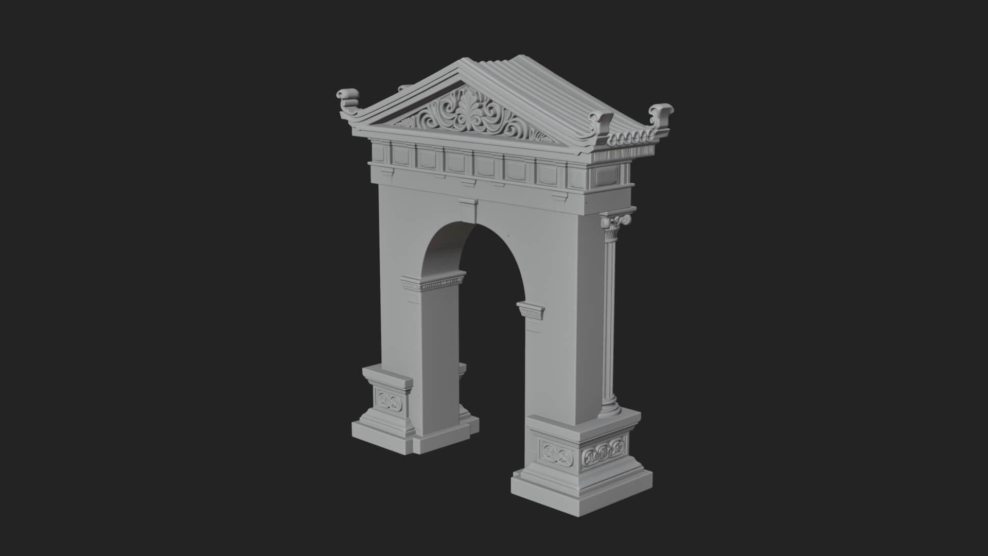 Pedimented Stone Arch Design 4 3D Print Model 3D Model