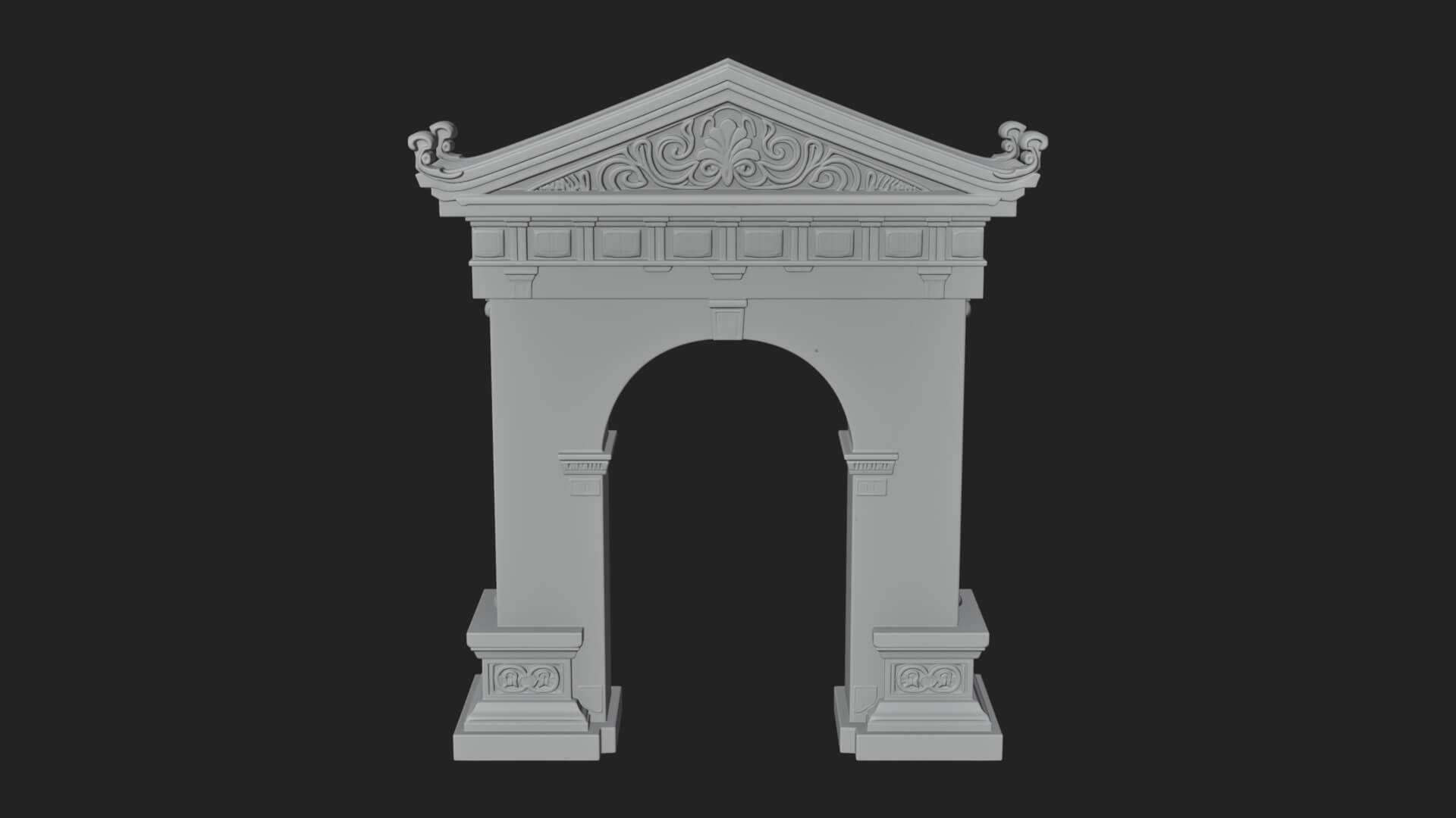Pedimented Stone Arch Design 4 3D Print Model 3D Model