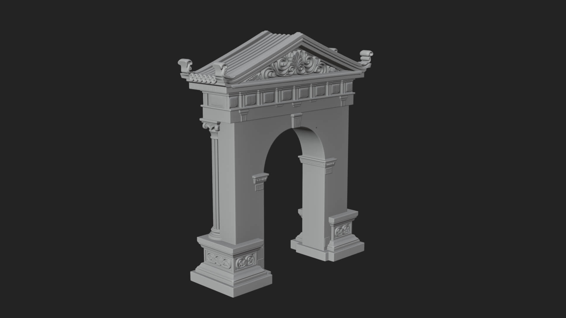 Pedimented Stone Arch Design 4 3D Print Model 3D Model