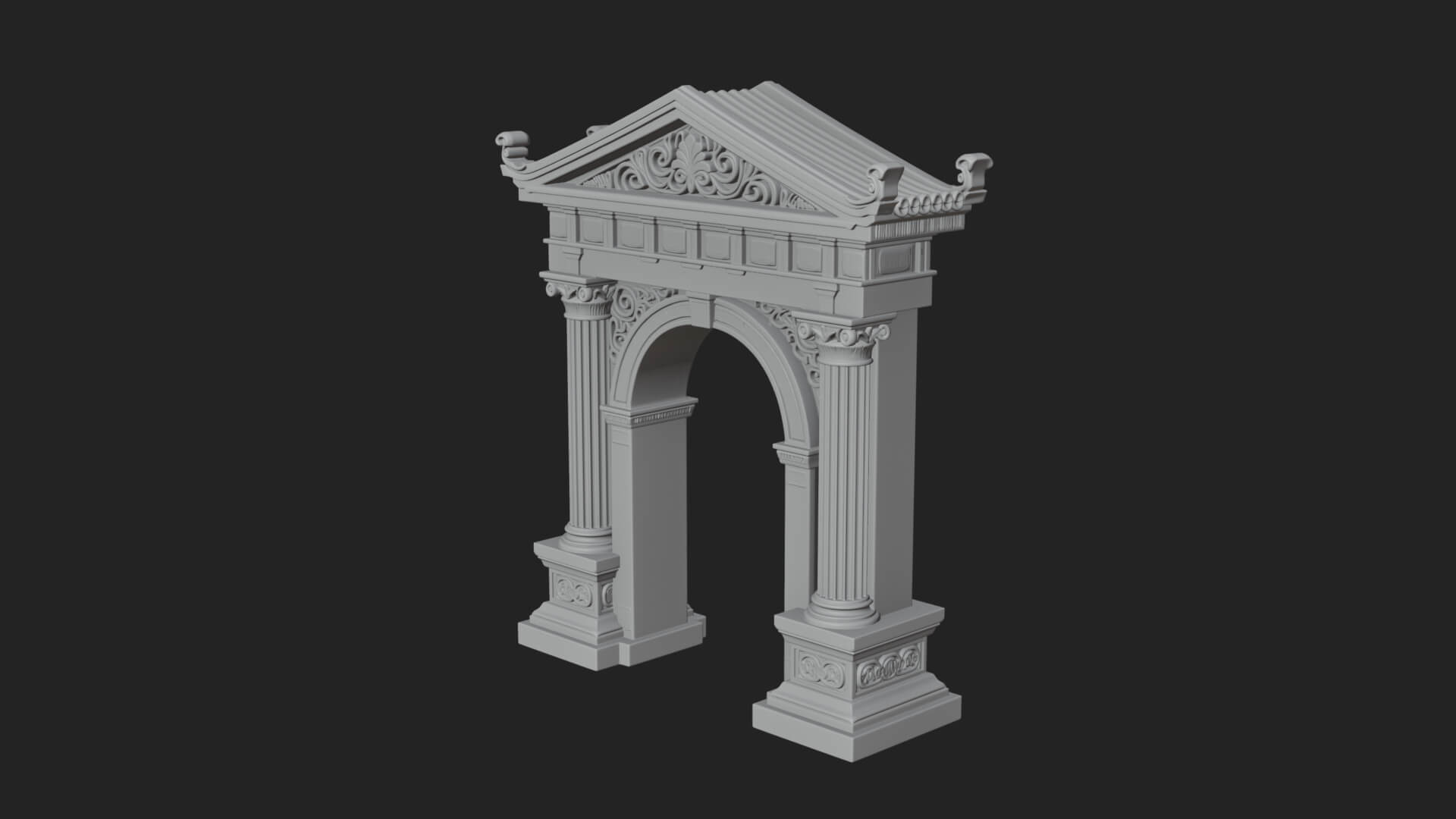 Pedimented Stone Arch Design 4 3D Print Model 3D Model