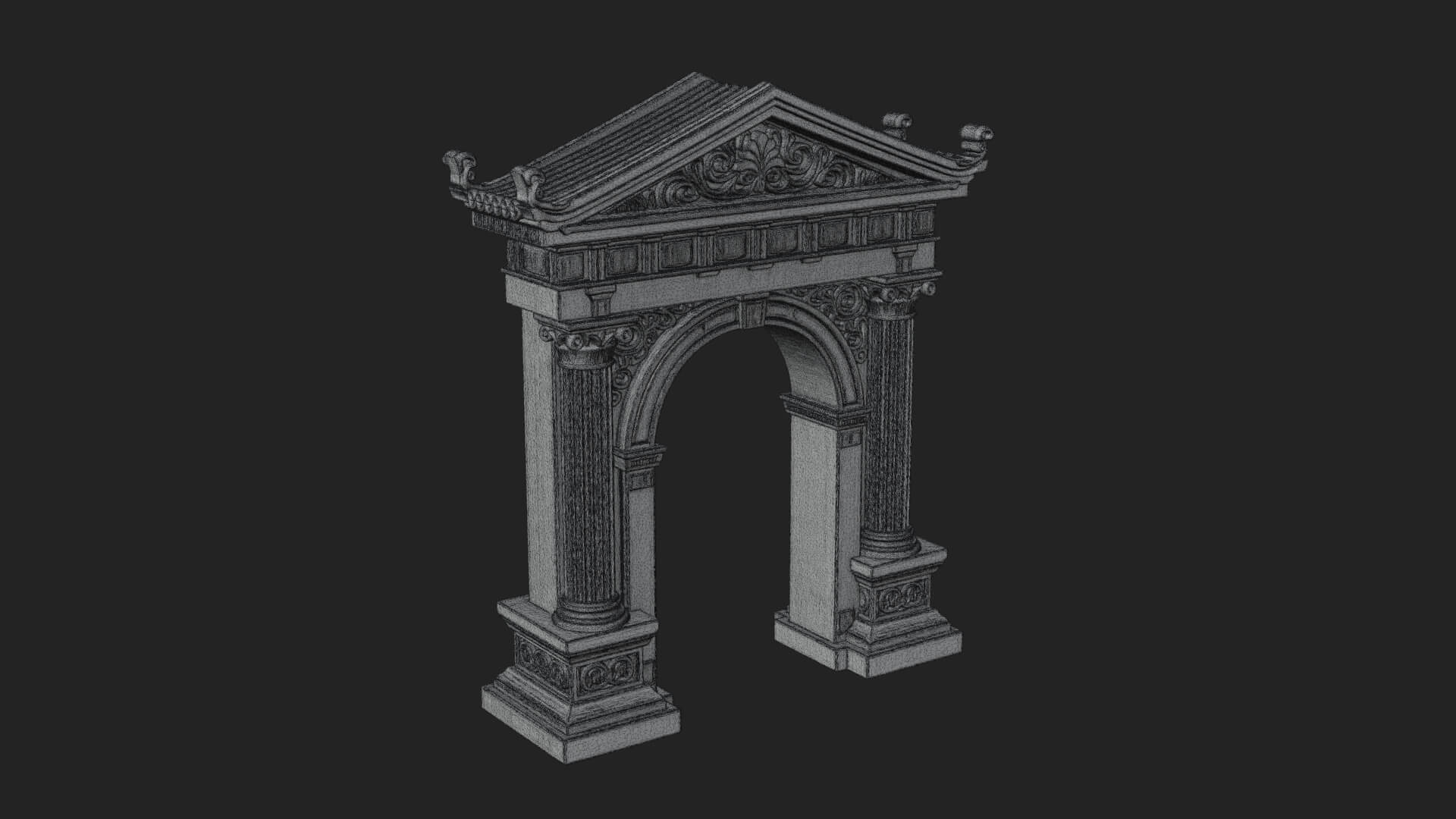 Pedimented Stone Arch Design 4 3D Print Model 3D Model