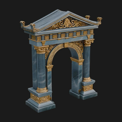 Pedimented Stone Arch Design 4 3D Print Model