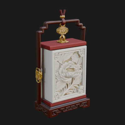 Peony Panel Lantern Model Design 3 3D Print Model