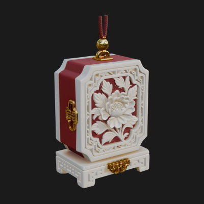 Peony Panel Lantern Model Design 4 3D Print Model