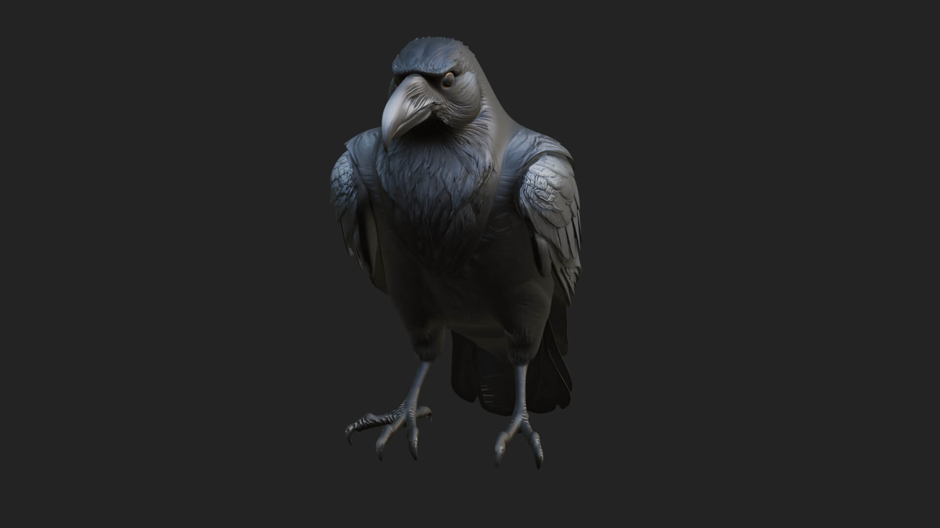 Perched Raven Bird Statue Design 1 3D Print Model 3D Model