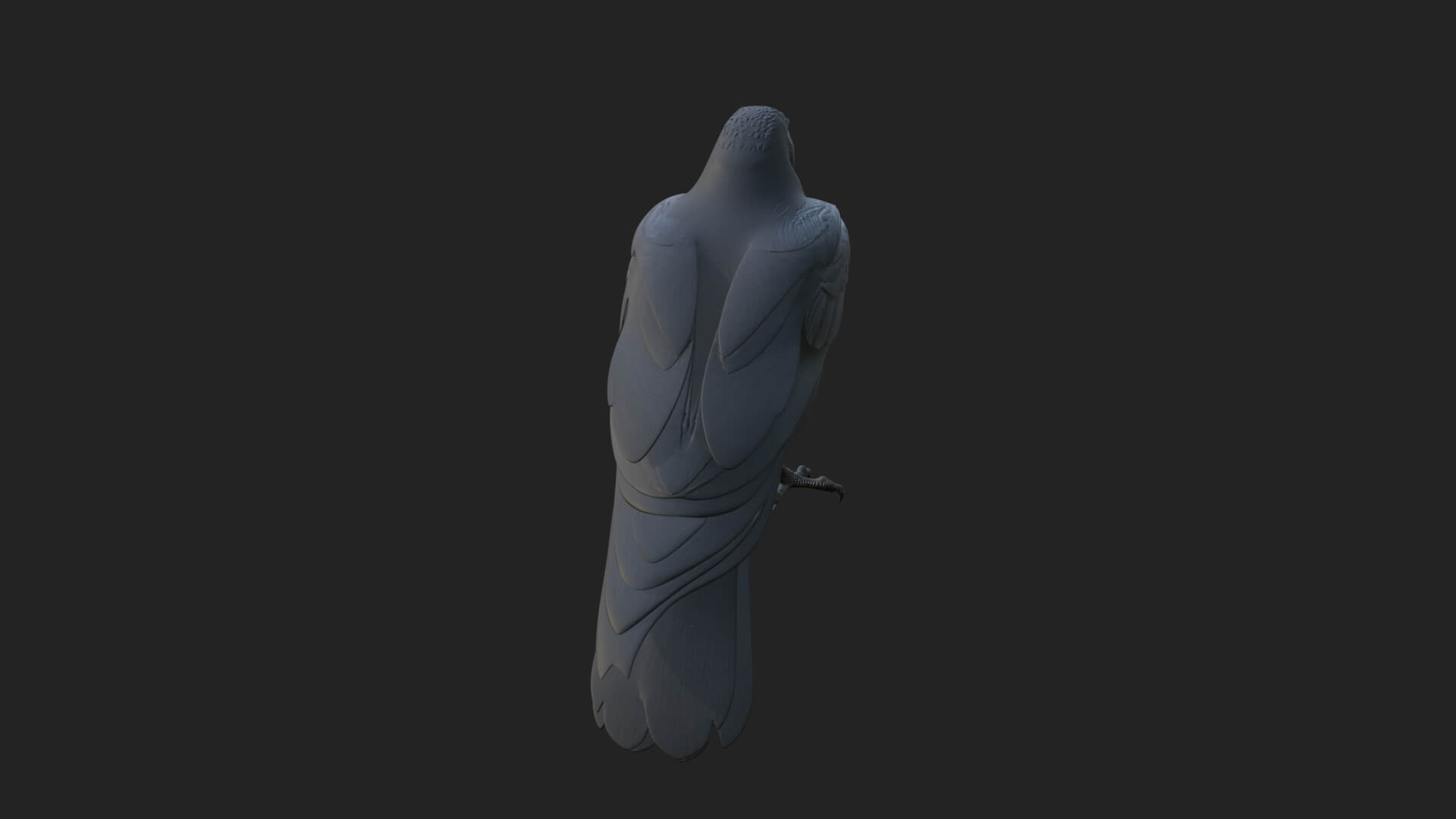 Perched Raven Bird Statue Design 1 3D Print Model 3D Model