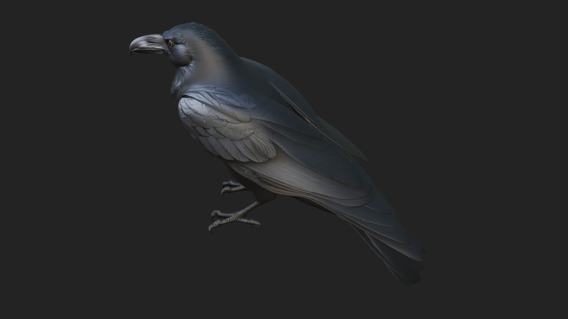 Perched Raven Bird Statue Design 1 3D Print Model 3D Model