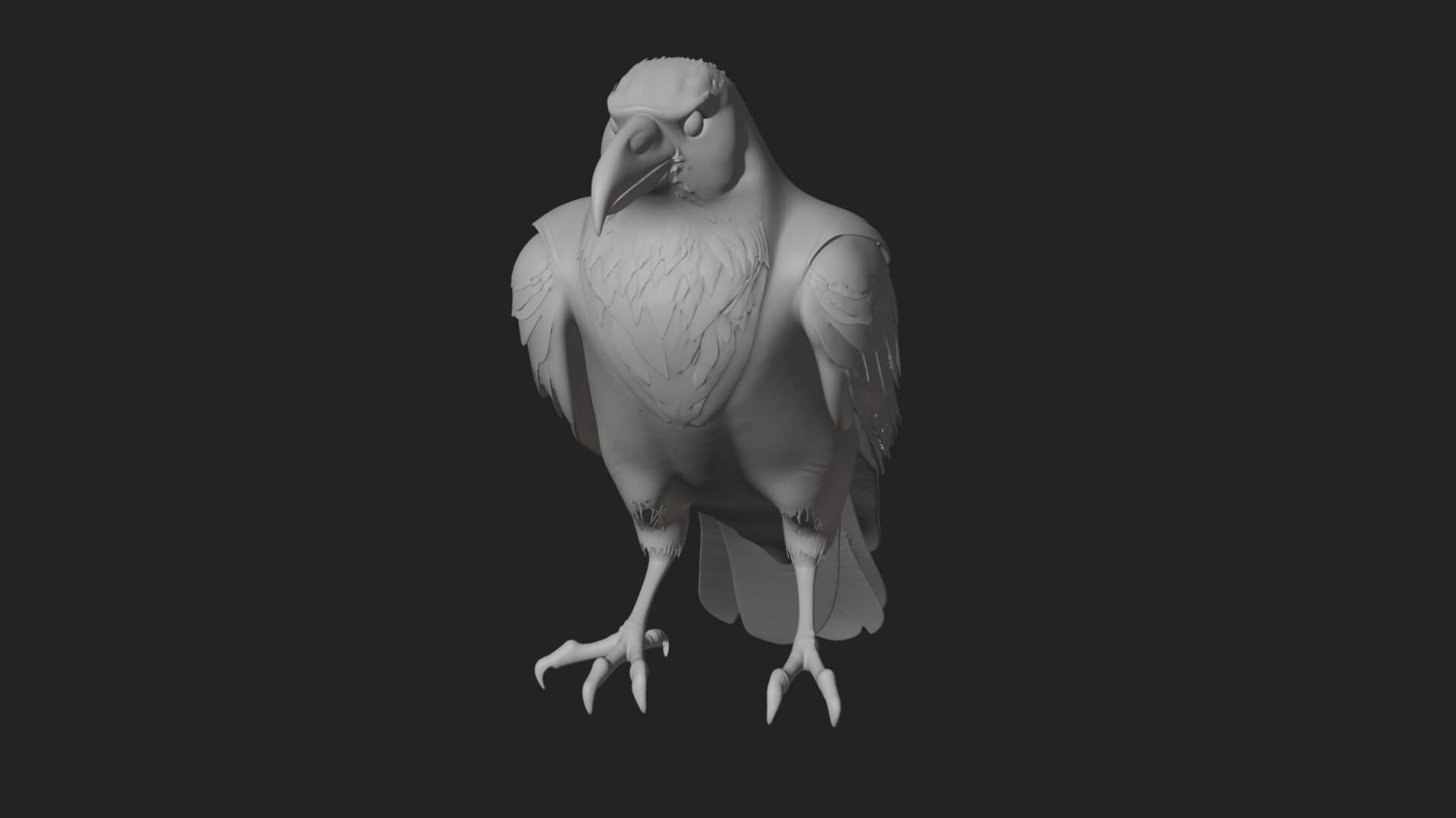Perched Raven Bird Statue Design 1 3D Print Model 3D Model