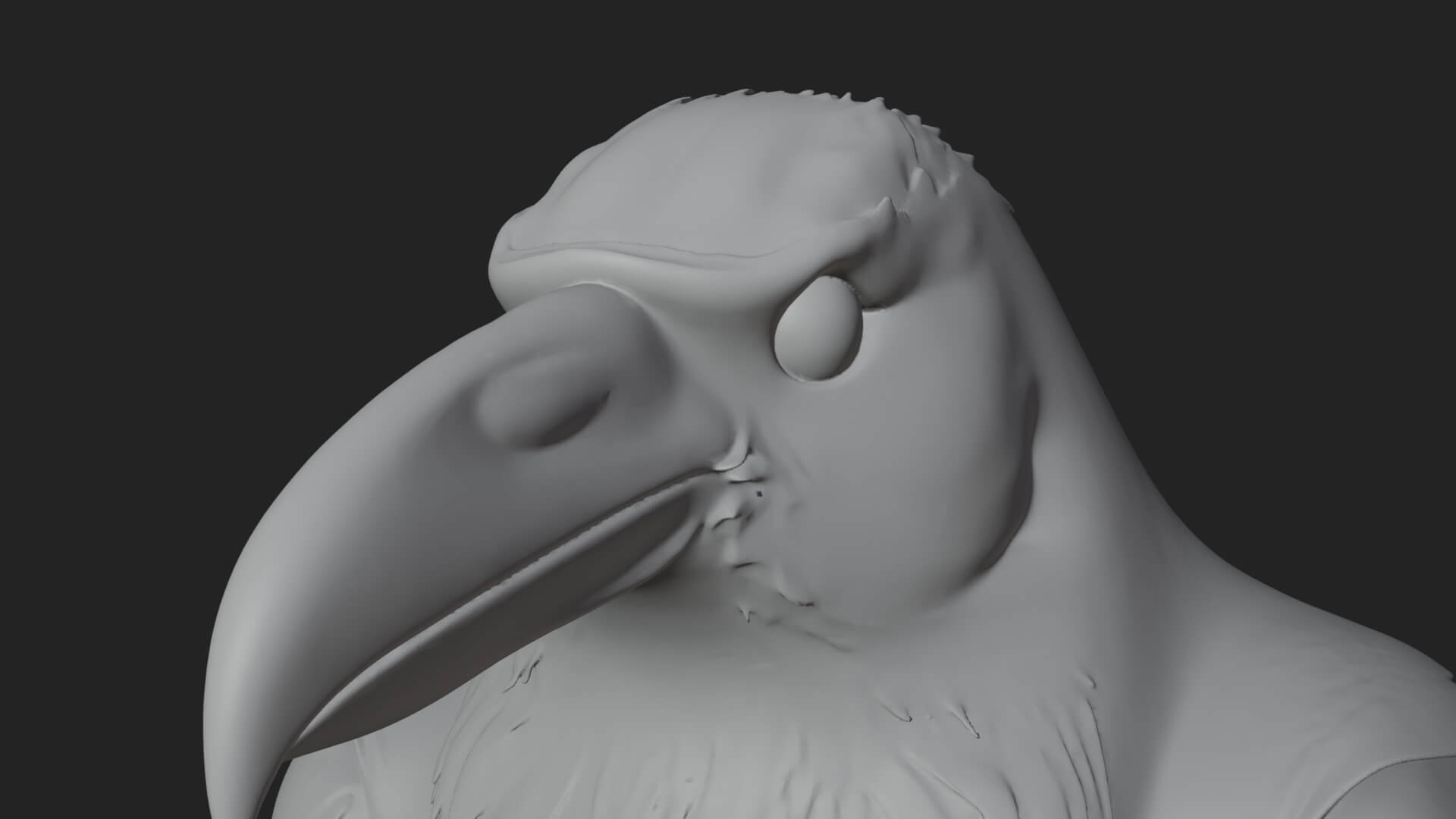 Perched Raven Bird Statue Design 1 3D Print Model 3D Model