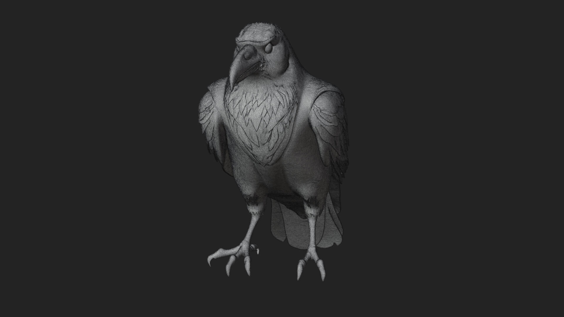 Perched Raven Bird Statue Design 1 3D Print Model 3D Model