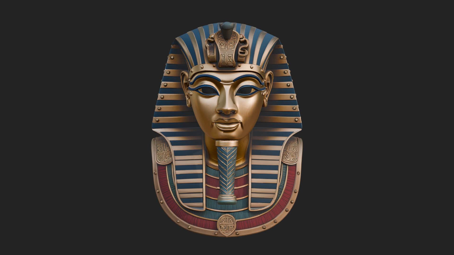 Pharaoh Gold Mask Statue Design 1 3D Print Model 3D Model