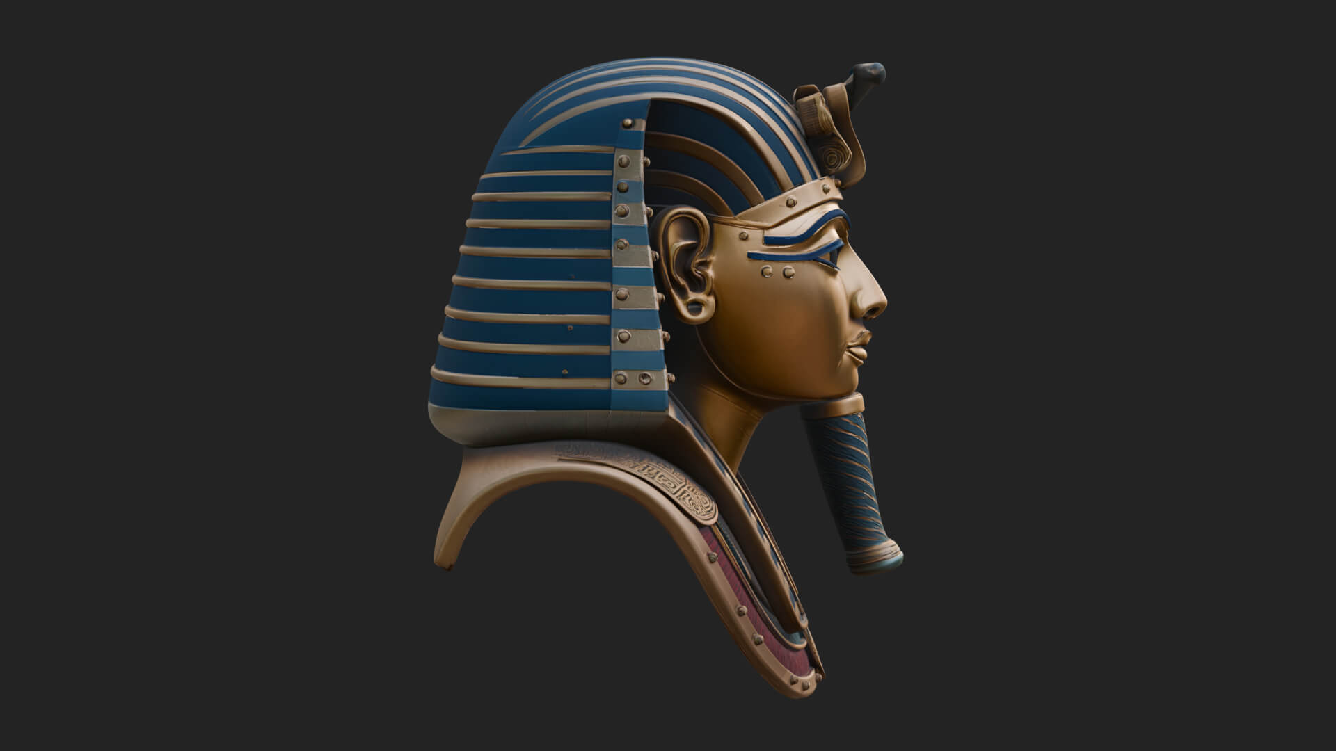 Pharaoh Gold Mask Statue Design 1 3D Print Model 3D Model