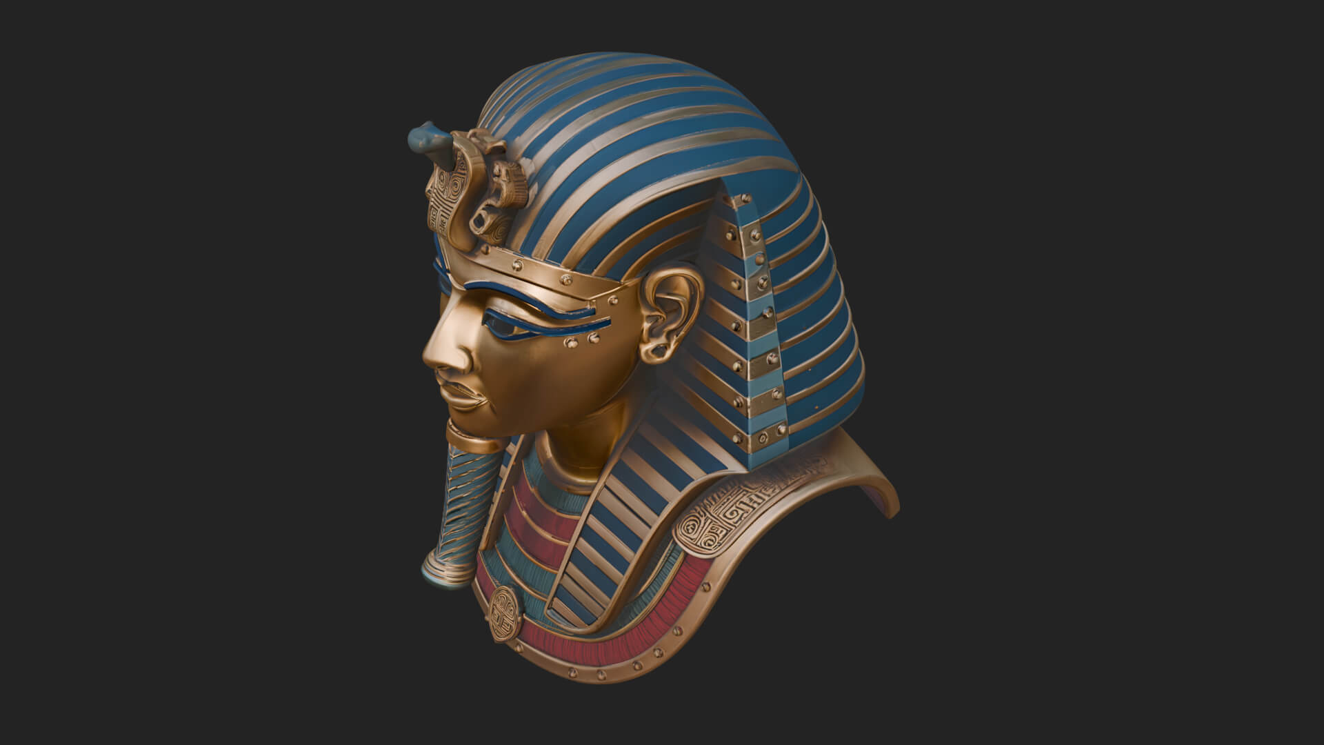 Pharaoh Gold Mask Statue Design 1 3D Print Model 3D Model