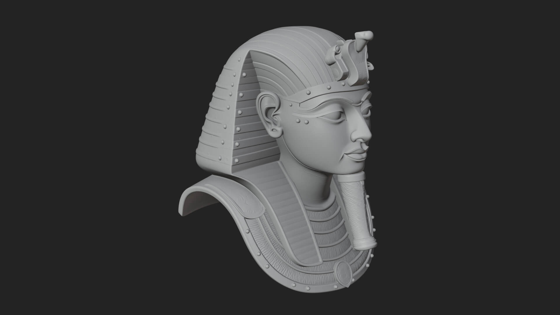 Pharaoh Gold Mask Statue Design 1 3D Print Model 3D Model