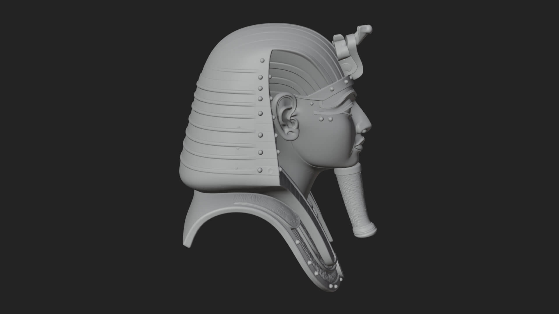 Pharaoh Gold Mask Statue Design 1 3D Print Model 3D Model