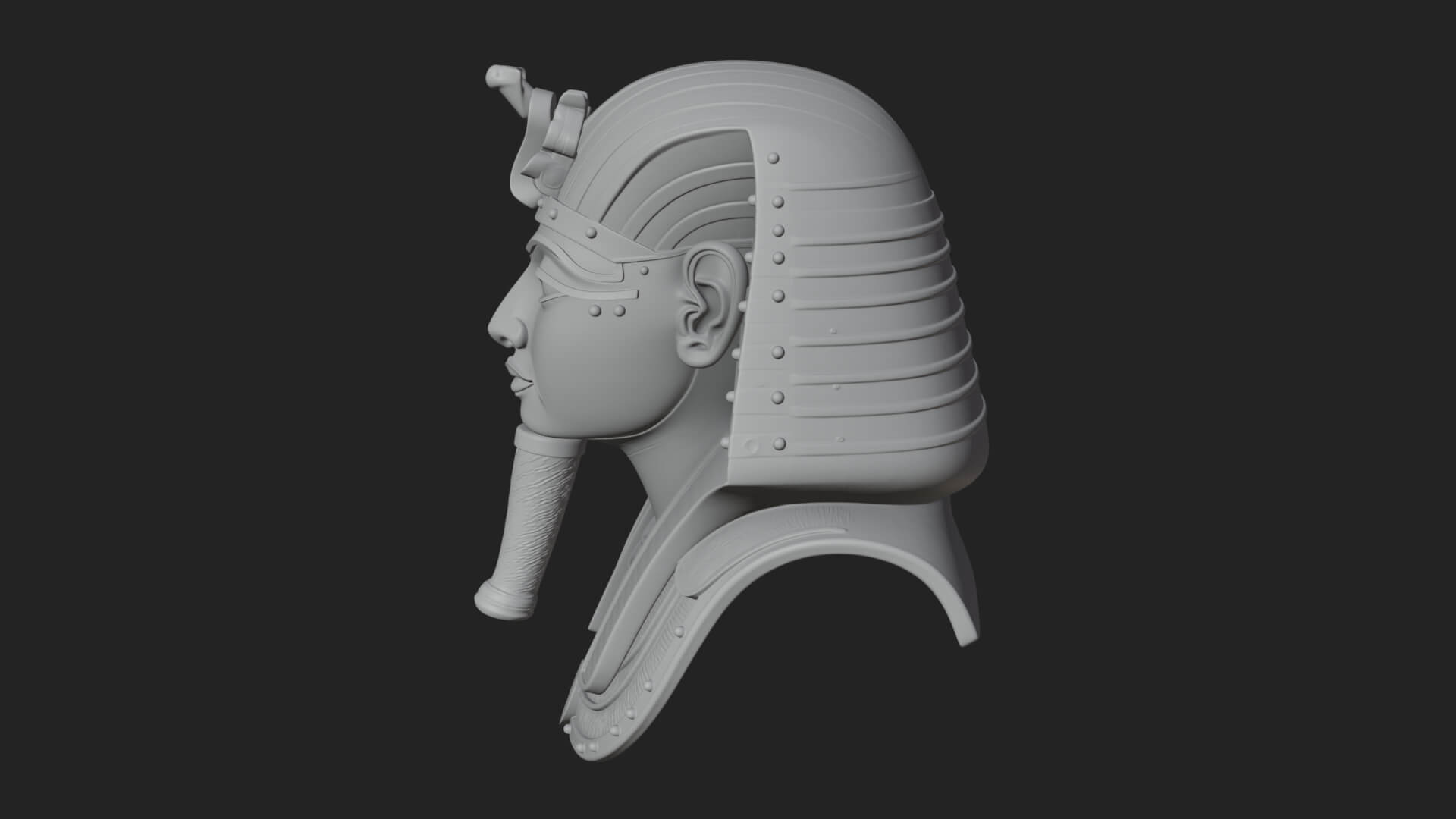 Pharaoh Gold Mask Statue Design 1 3D Print Model 3D Model