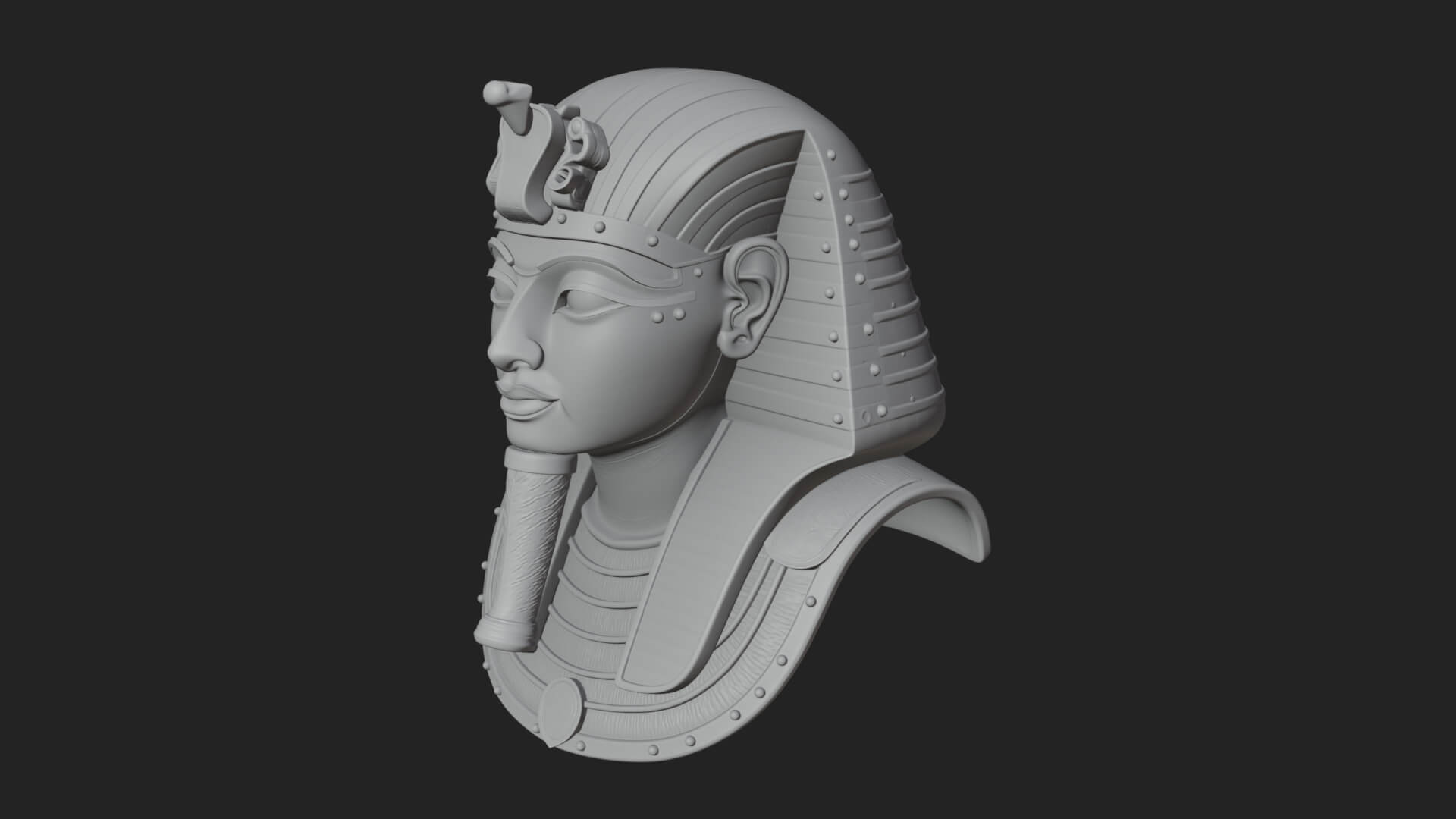 Pharaoh Gold Mask Statue Design 1 3D Print Model 3D Model