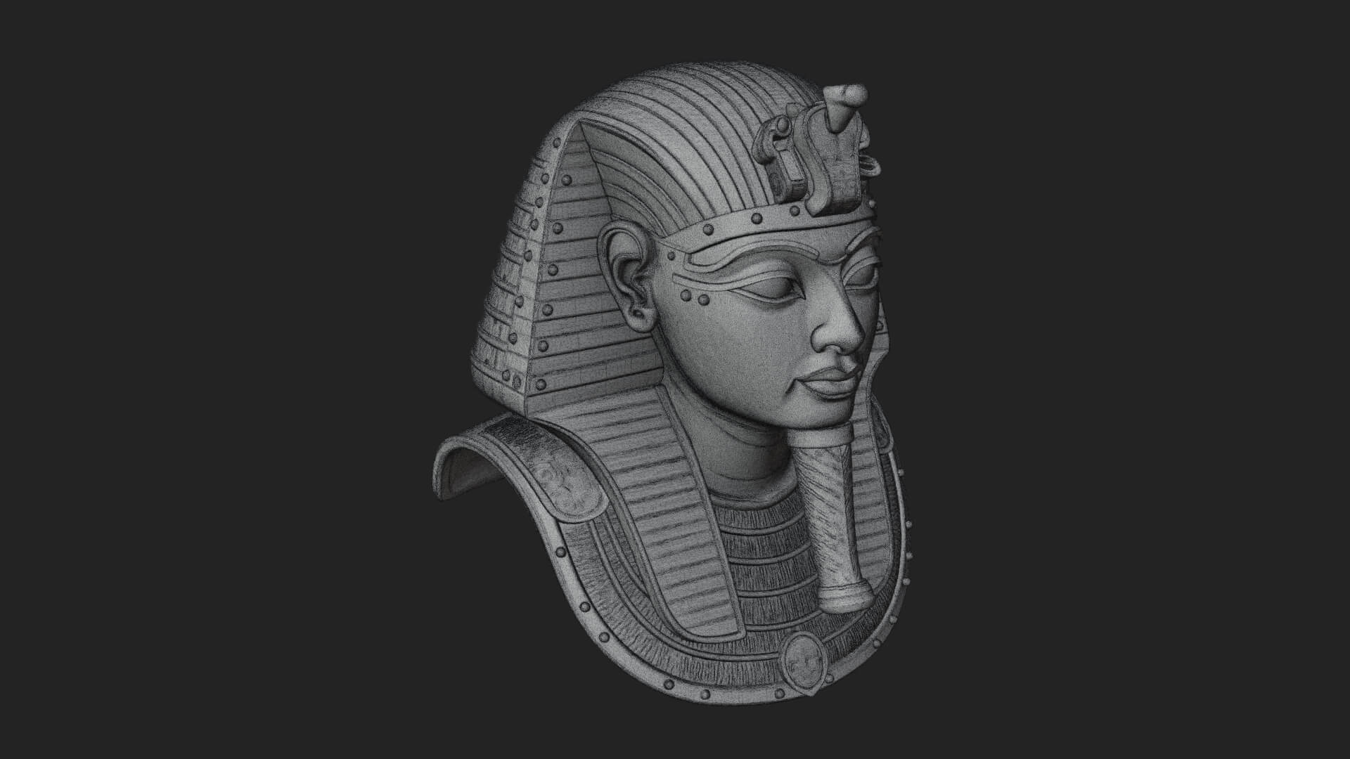 Pharaoh Gold Mask Statue Design 1 3D Print Model 3D Model