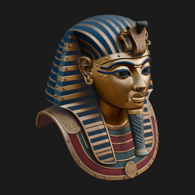 Pharaoh Gold Mask Statue Design 1 3D Print Model