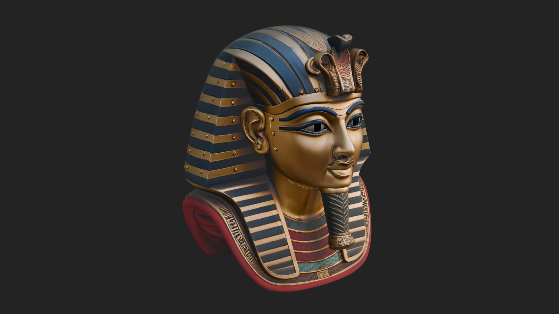 Pharaoh Gold Mask Statue Design 2 3D Print Model 3D Model