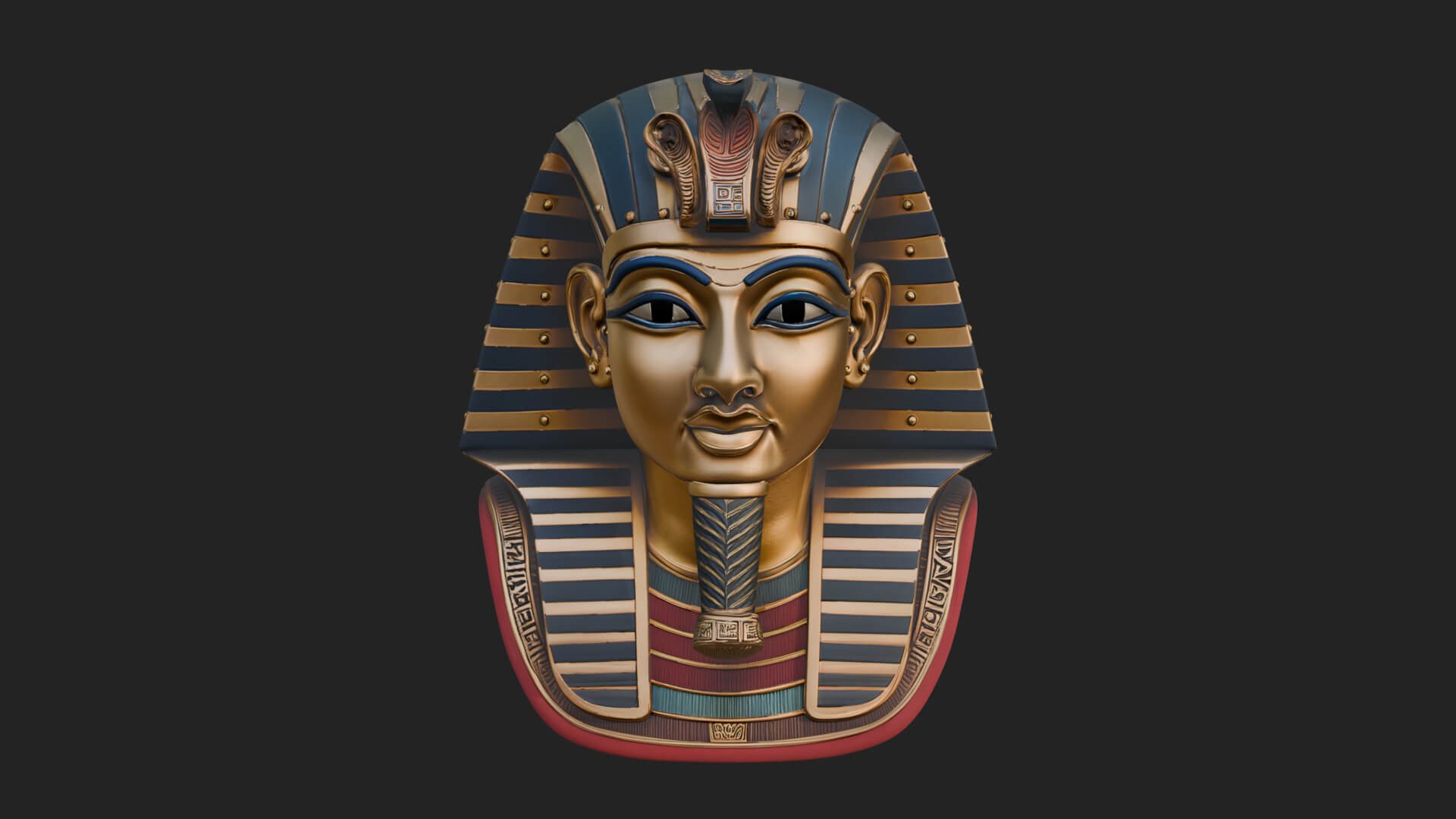 Pharaoh Gold Mask Statue Design 2 3D Print Model 3D Model