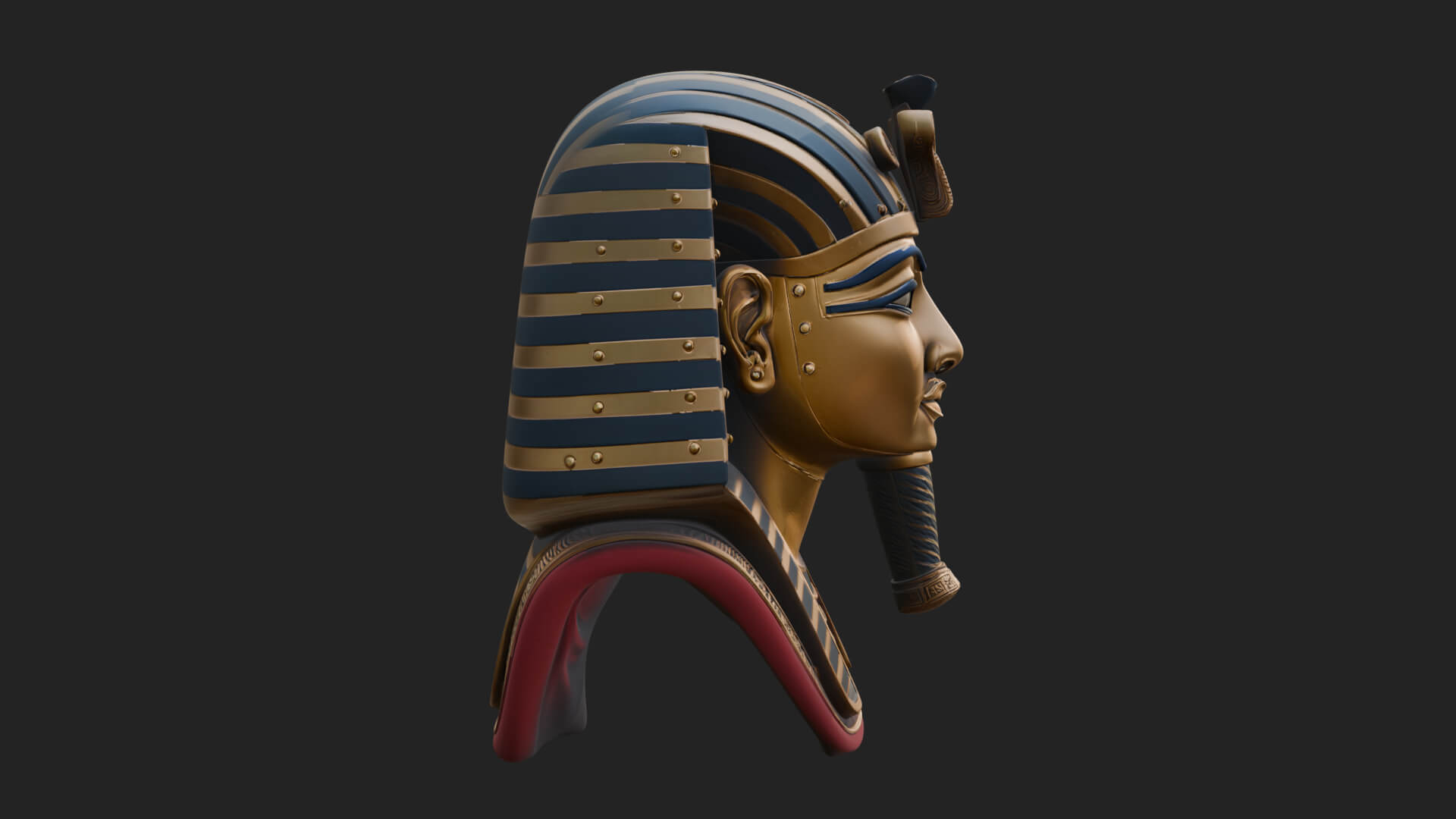 Pharaoh Gold Mask Statue Design 2 3D Print Model 3D Model