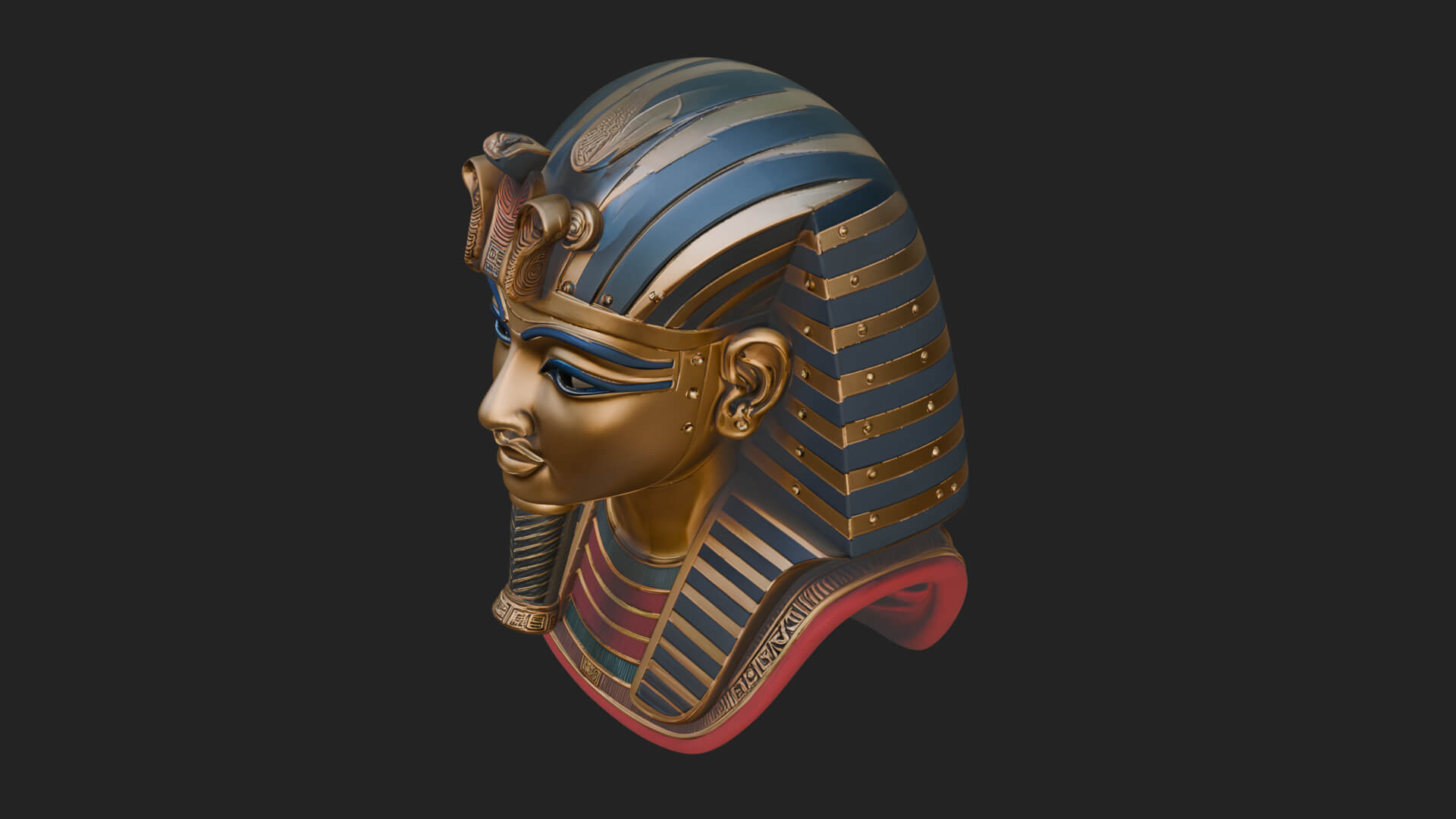 Pharaoh Gold Mask Statue Design 2 3D Print Model 3D Model