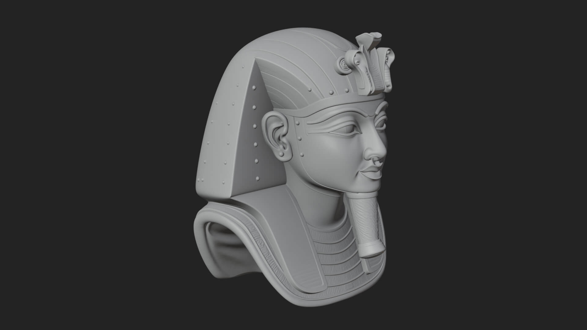 Pharaoh Gold Mask Statue Design 2 3D Print Model 3D Model