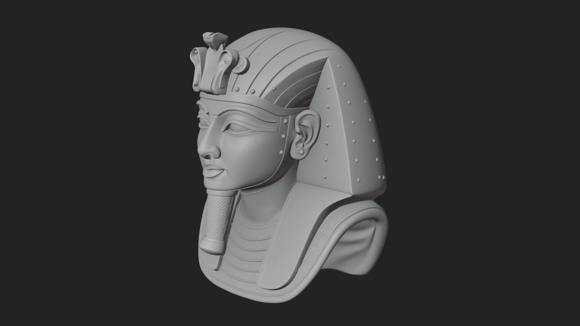Pharaoh Gold Mask Statue Design 2 3D Print Model 3D Model