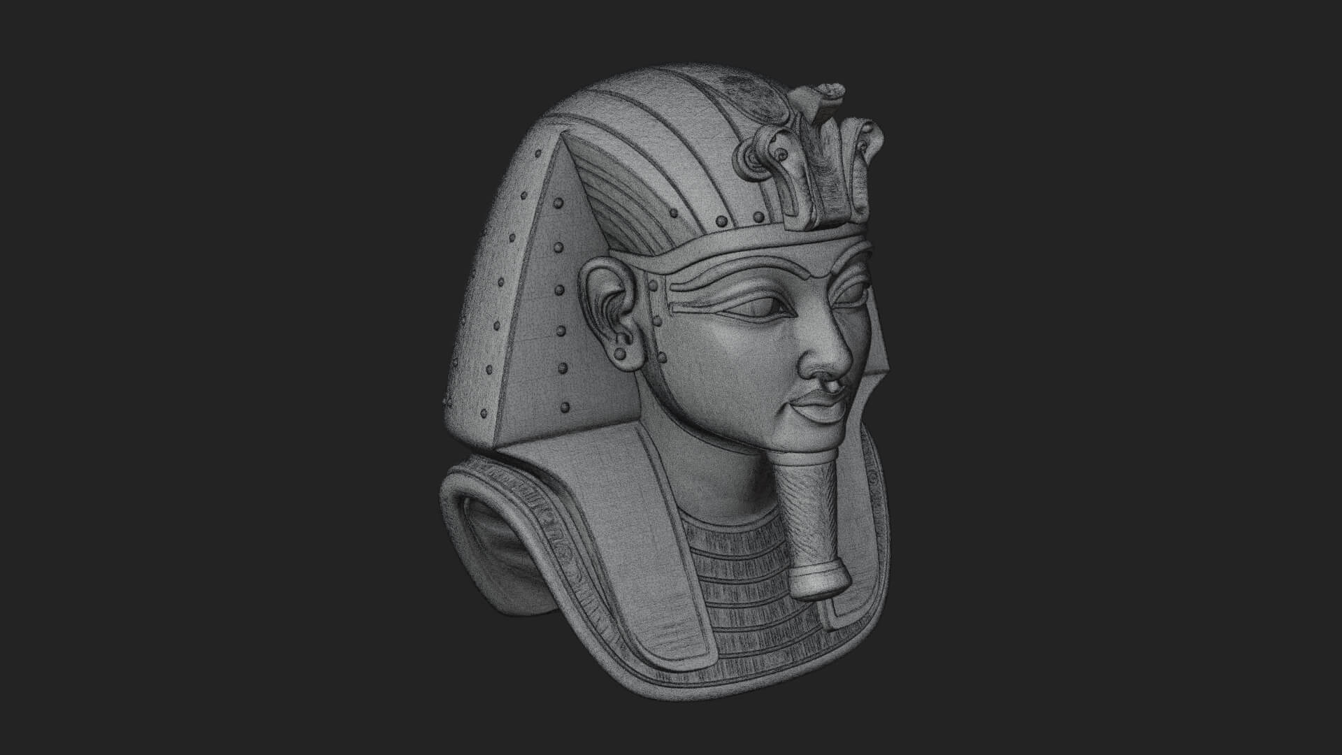 Pharaoh Gold Mask Statue Design 2 3D Print Model 3D Model
