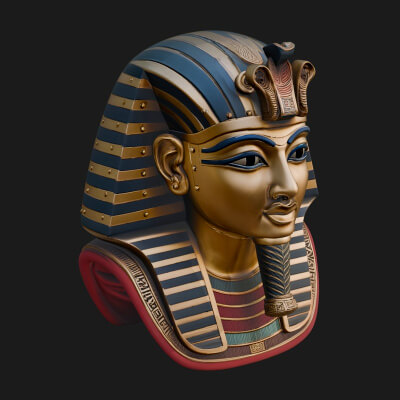Pharaoh Gold Mask Statue Design 2 3D Print Model