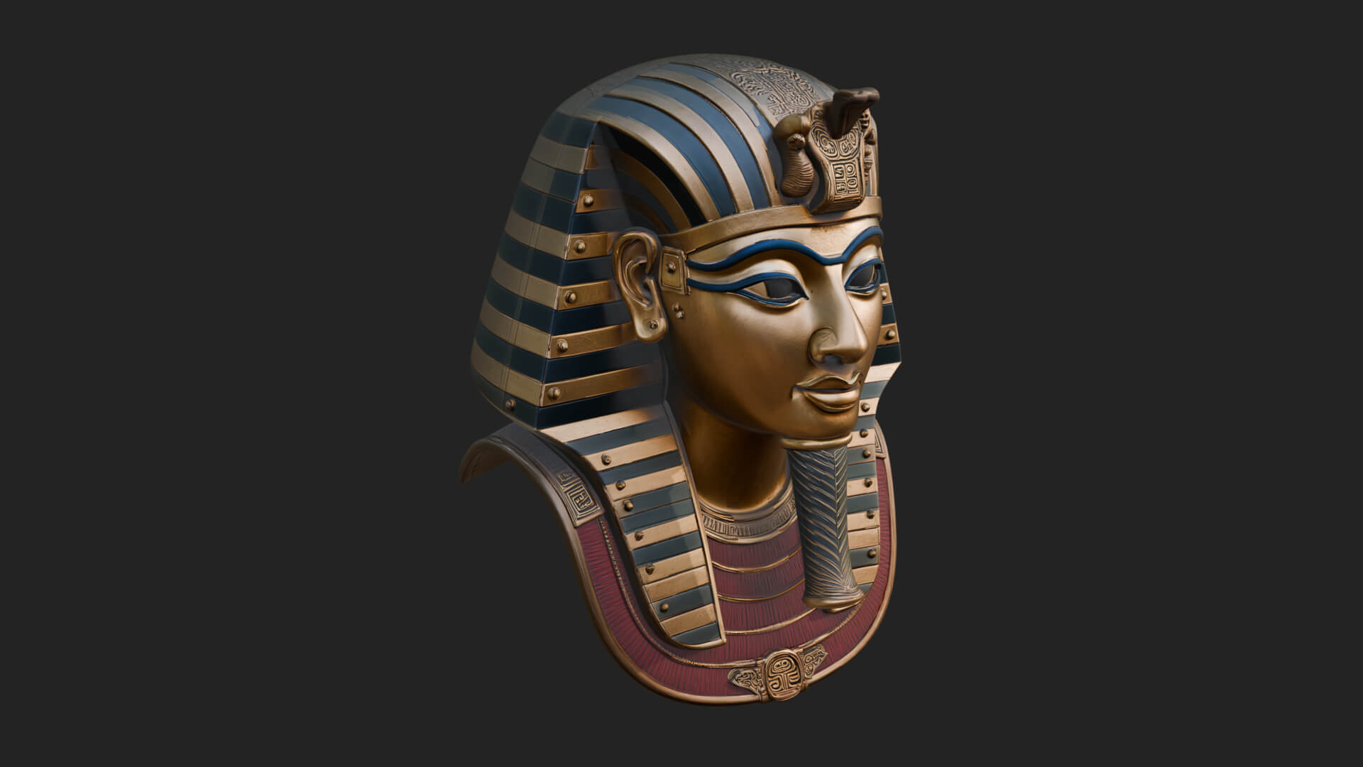 Pharaoh Gold Mask Statue Design 3 3D Print Model 3D Model