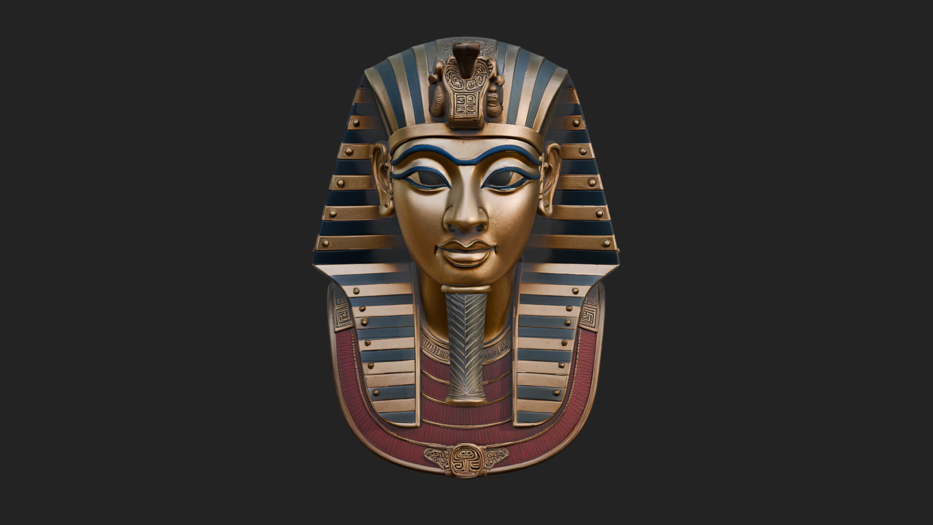 Pharaoh Gold Mask Statue Design 3 3D Print Model 3D Model