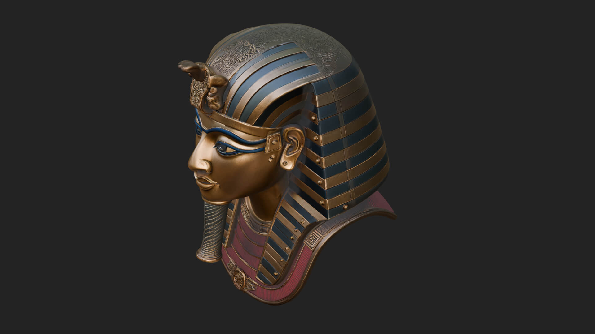 Pharaoh Gold Mask Statue Design 3 3D Print Model 3D Model