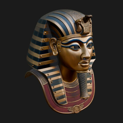 Pharaoh Gold Mask Statue Design 3 3D Print Model