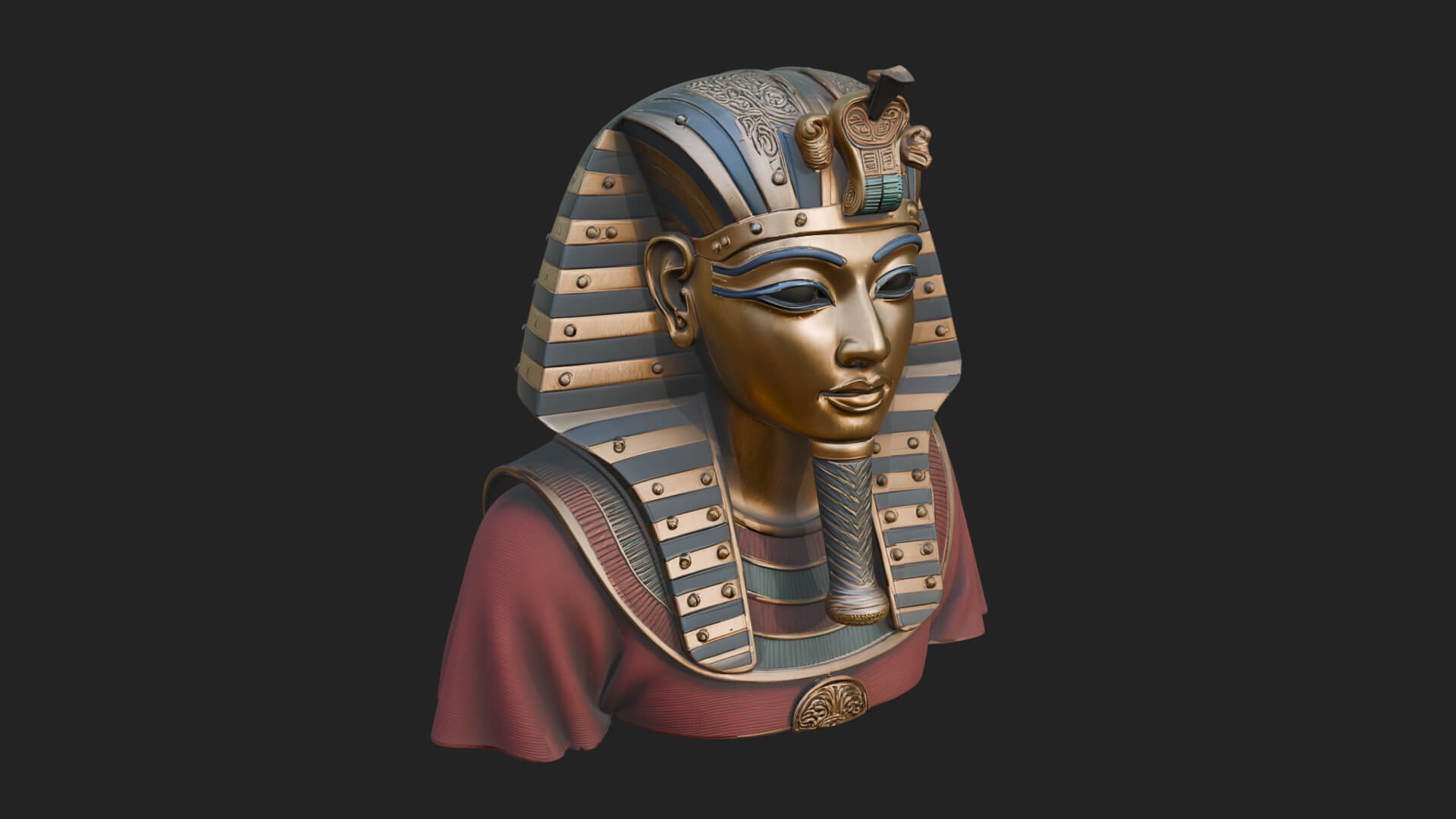 Pharaoh Gold Mask Statue Design 4 3D Print Model 3D Model