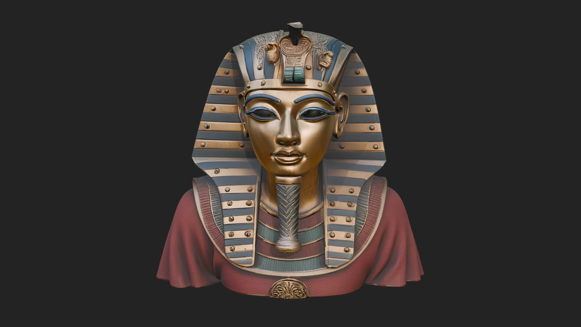 Pharaoh Gold Mask Statue Design 4 3D Print Model 3D Model