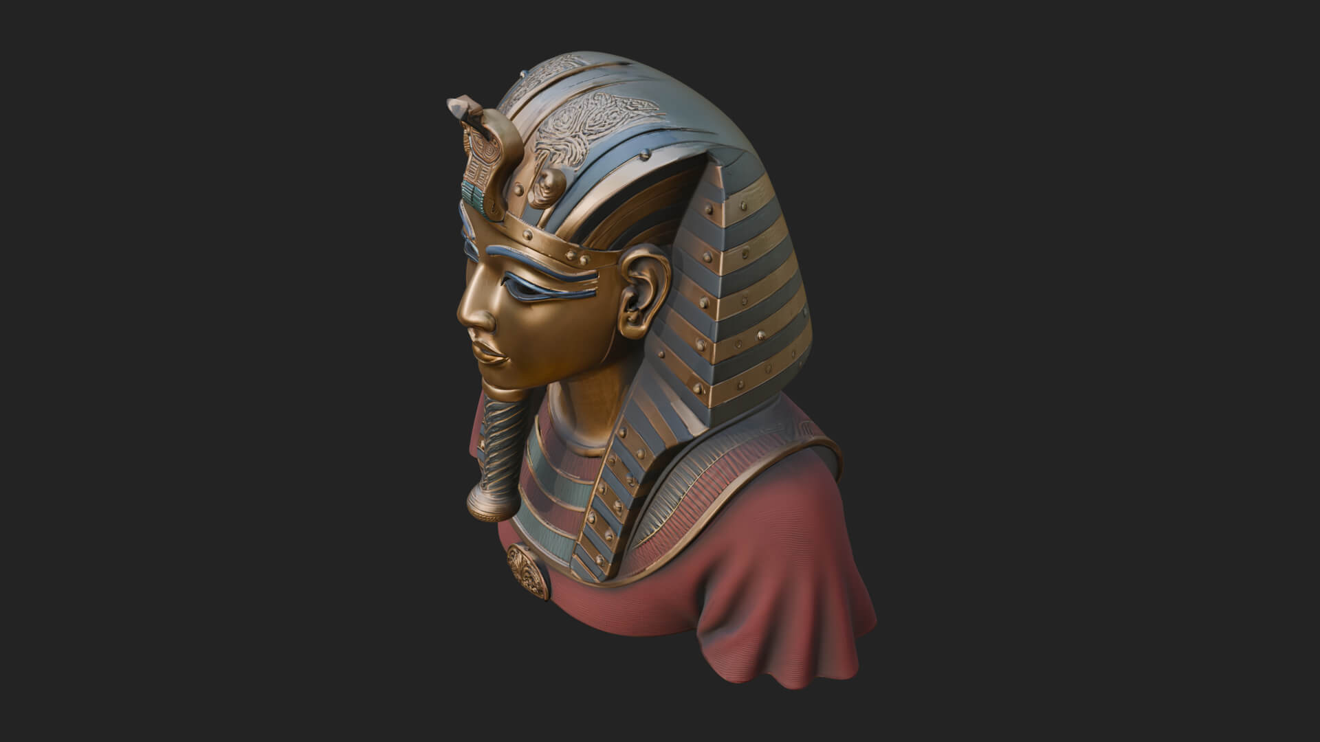 Pharaoh Gold Mask Statue Design 4 3D Print Model 3D Model