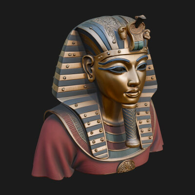 Pharaoh Gold Mask Statue Design 4 3D Print Model