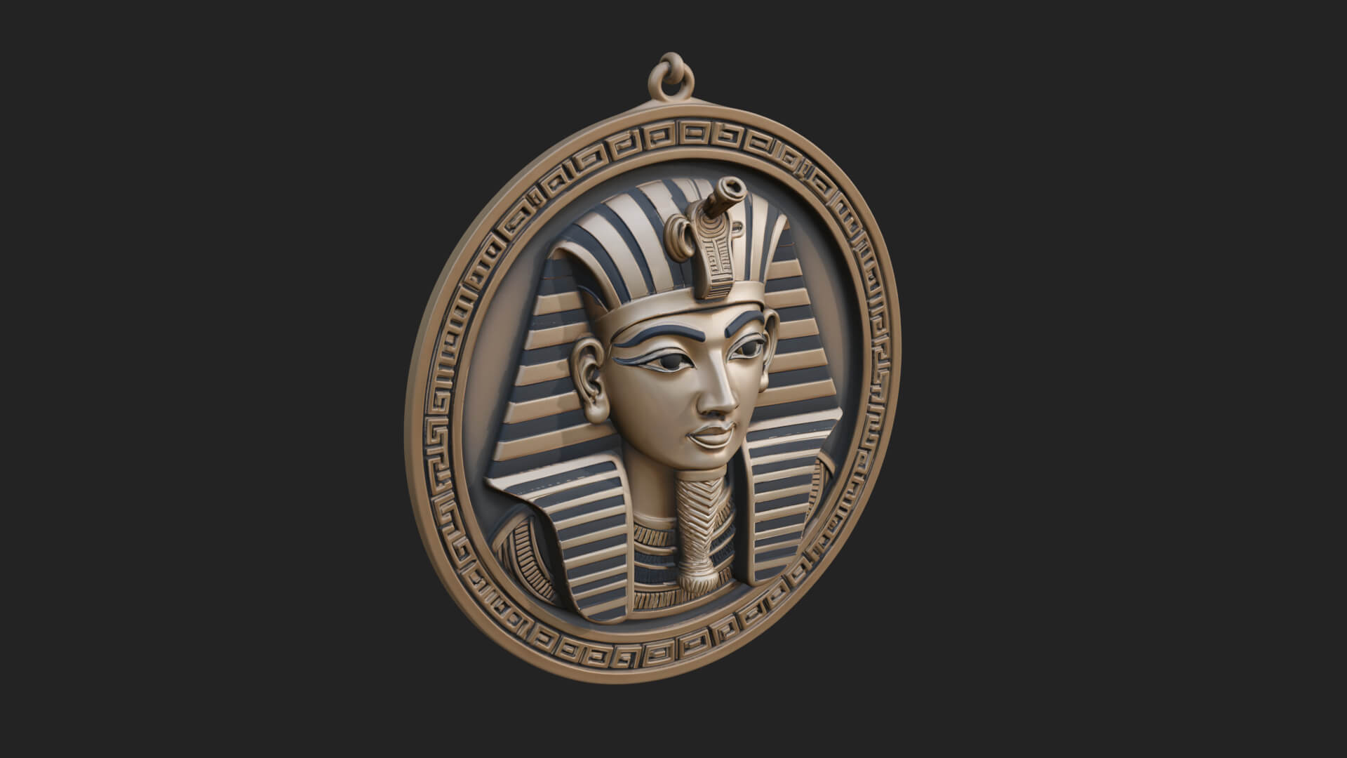 Pharaoh Mask Oval Relief Plaque Design 1 3D Print Model 3D Model