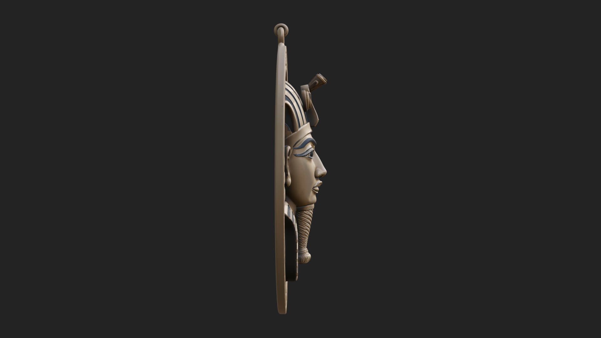 Pharaoh Mask Oval Relief Plaque Design 1 3D Print Model 3D Model
