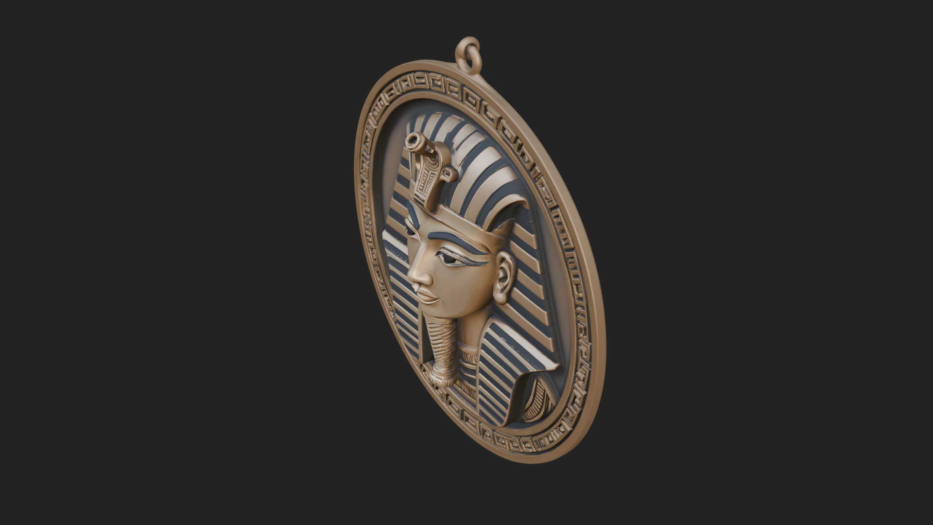 Pharaoh Mask Oval Relief Plaque Design 1 3D Print Model 3D Model
