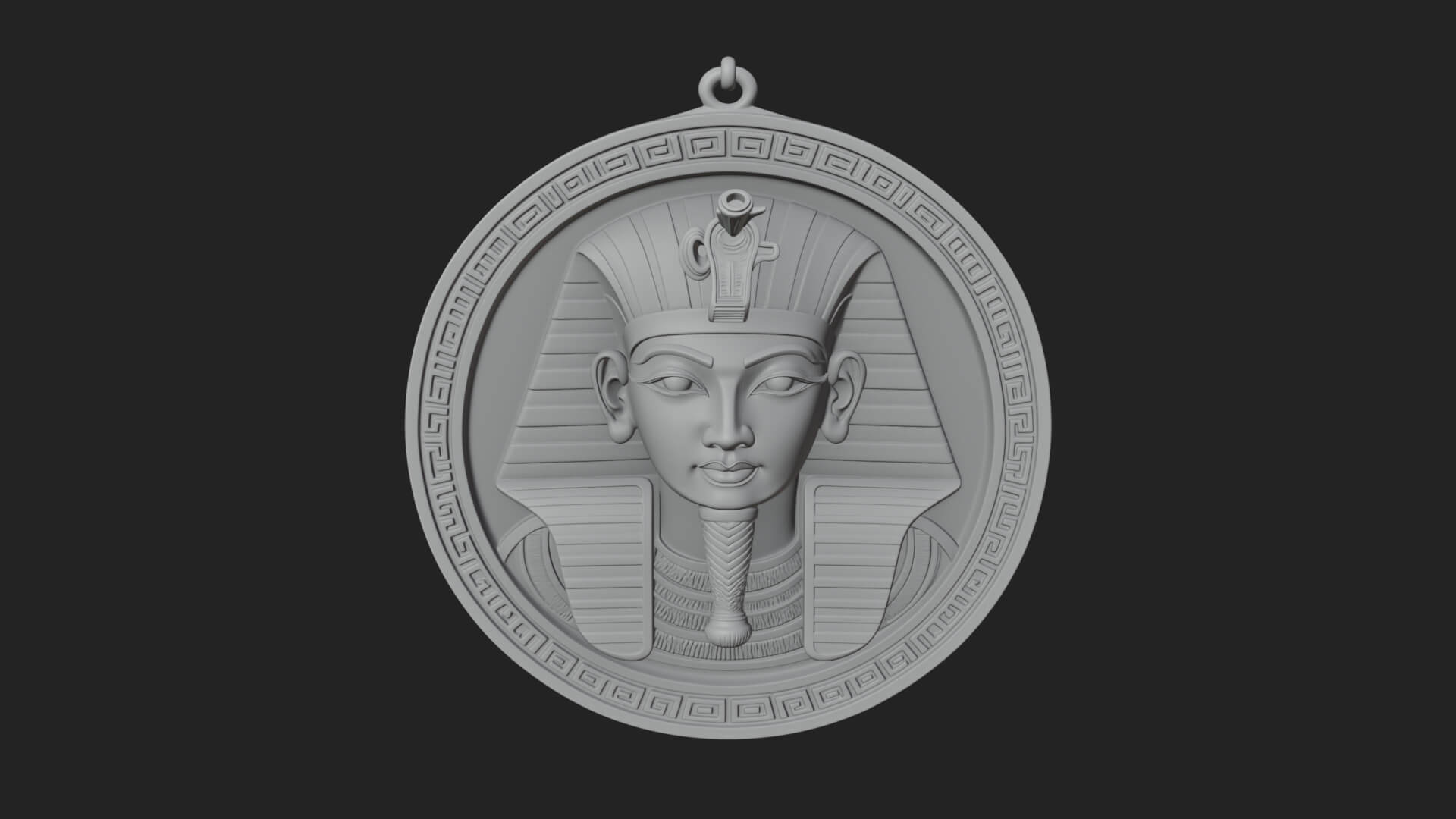 Pharaoh Mask Oval Relief Plaque Design 1 3D Print Model 3D Model