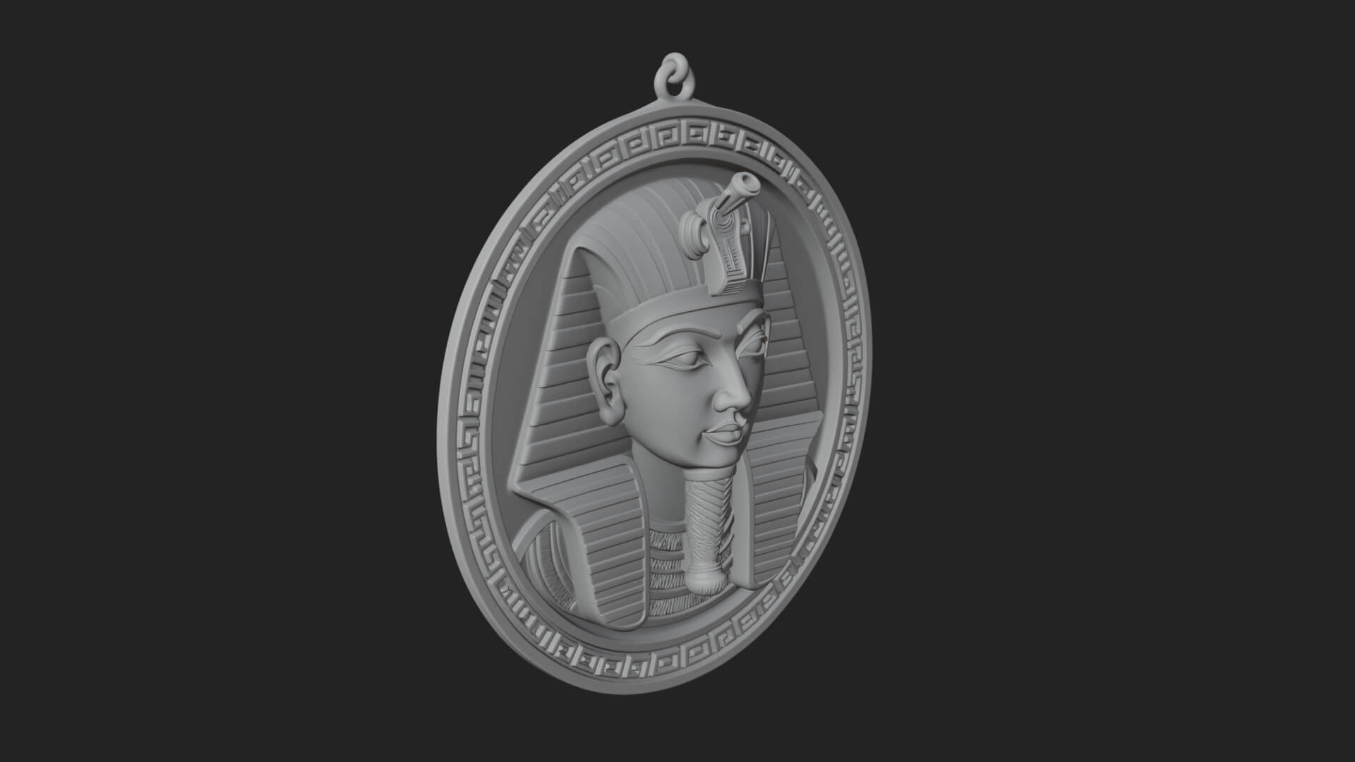 Pharaoh Mask Oval Relief Plaque Design 1 3D Print Model 3D Model
